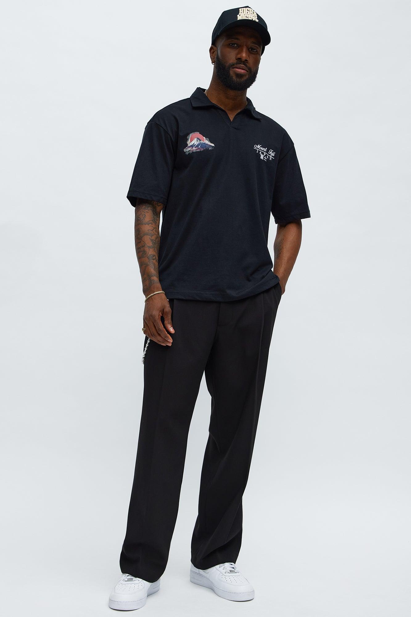 Mount Fuji Johnny Collar Polo Shirt - Black/combo Product Image