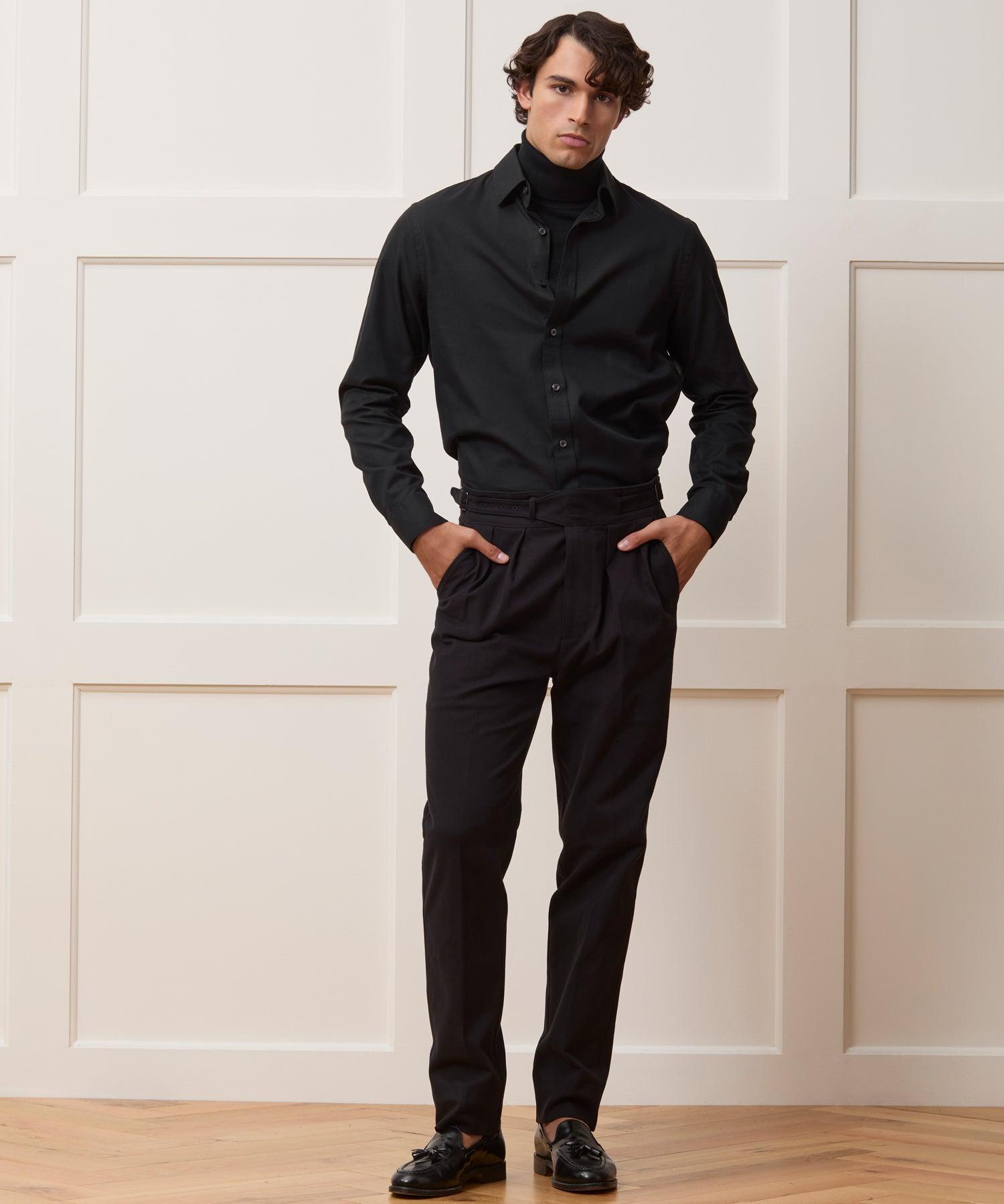 Cotton Twill Long Point Collar Shirt Product Image