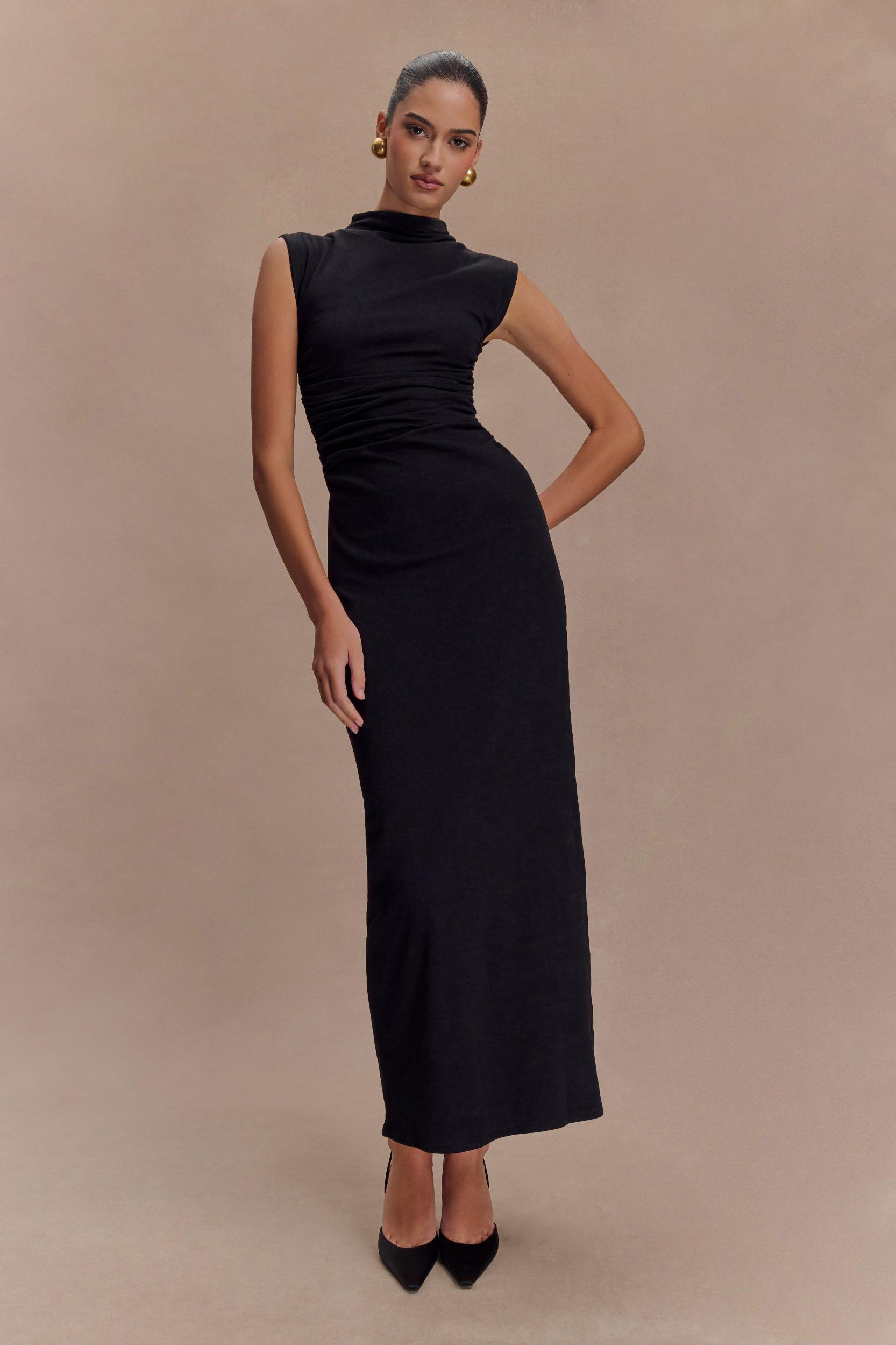 Elliot High Neck Sleeveless Maxi Dress - Black Product Image
