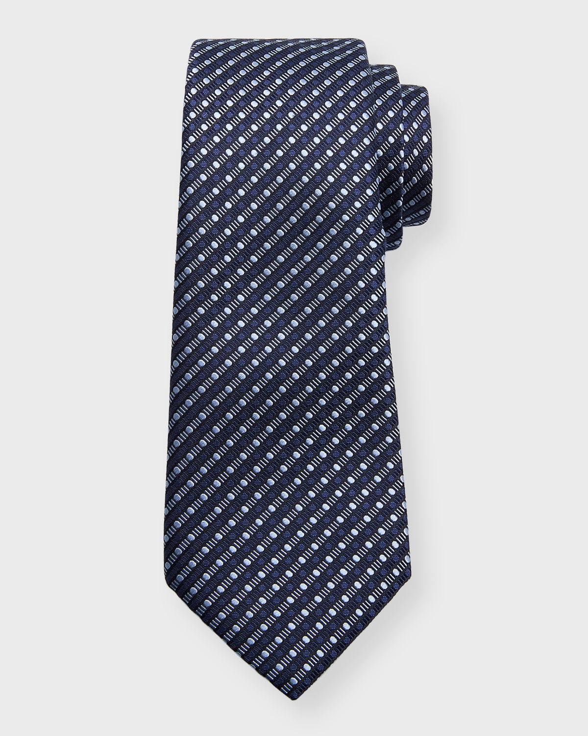 Mens Silk Jacquard Geometric Stripe Tie Product Image