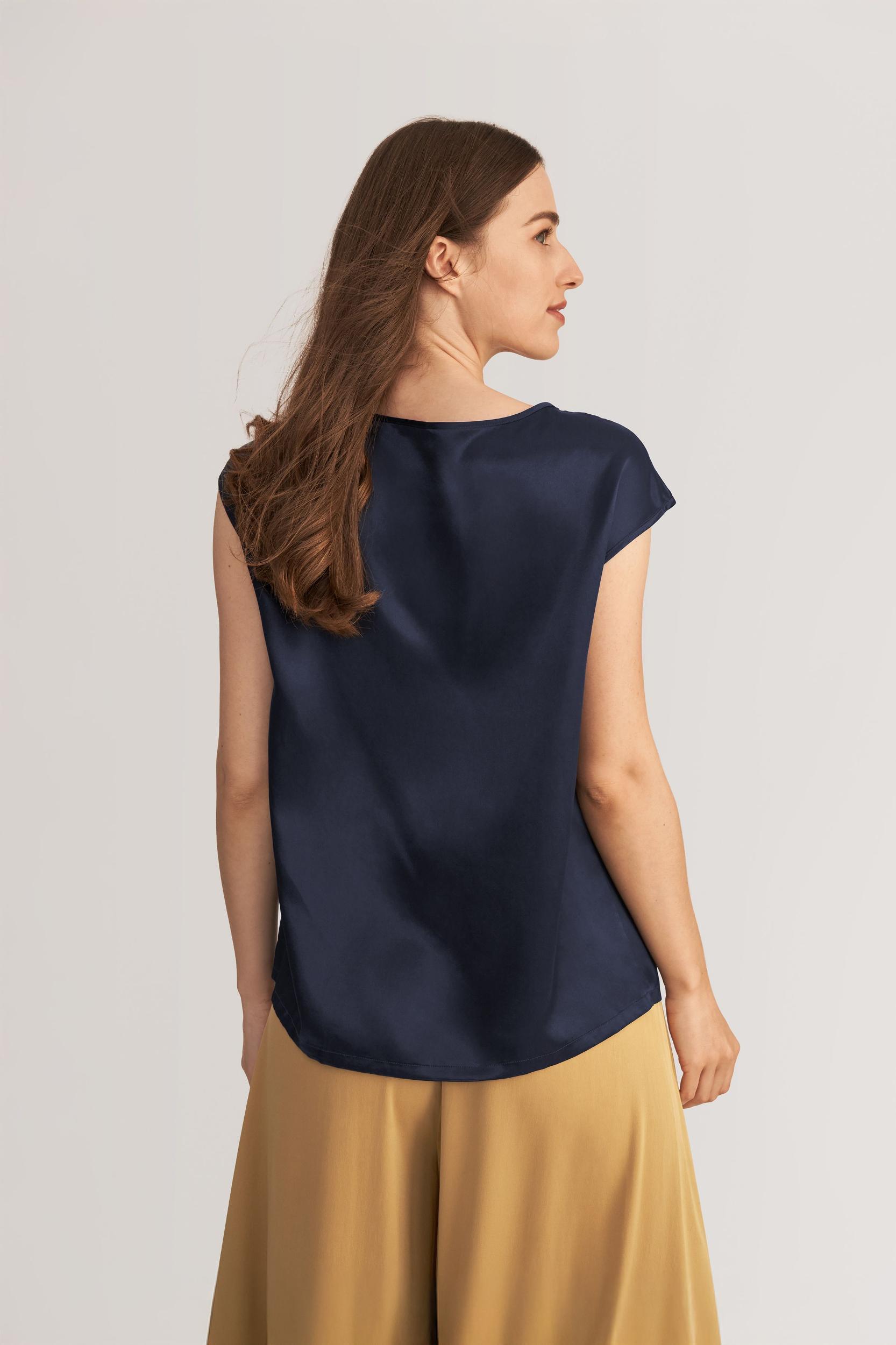 Basic Cap Sleeves Silk Tee Product Image