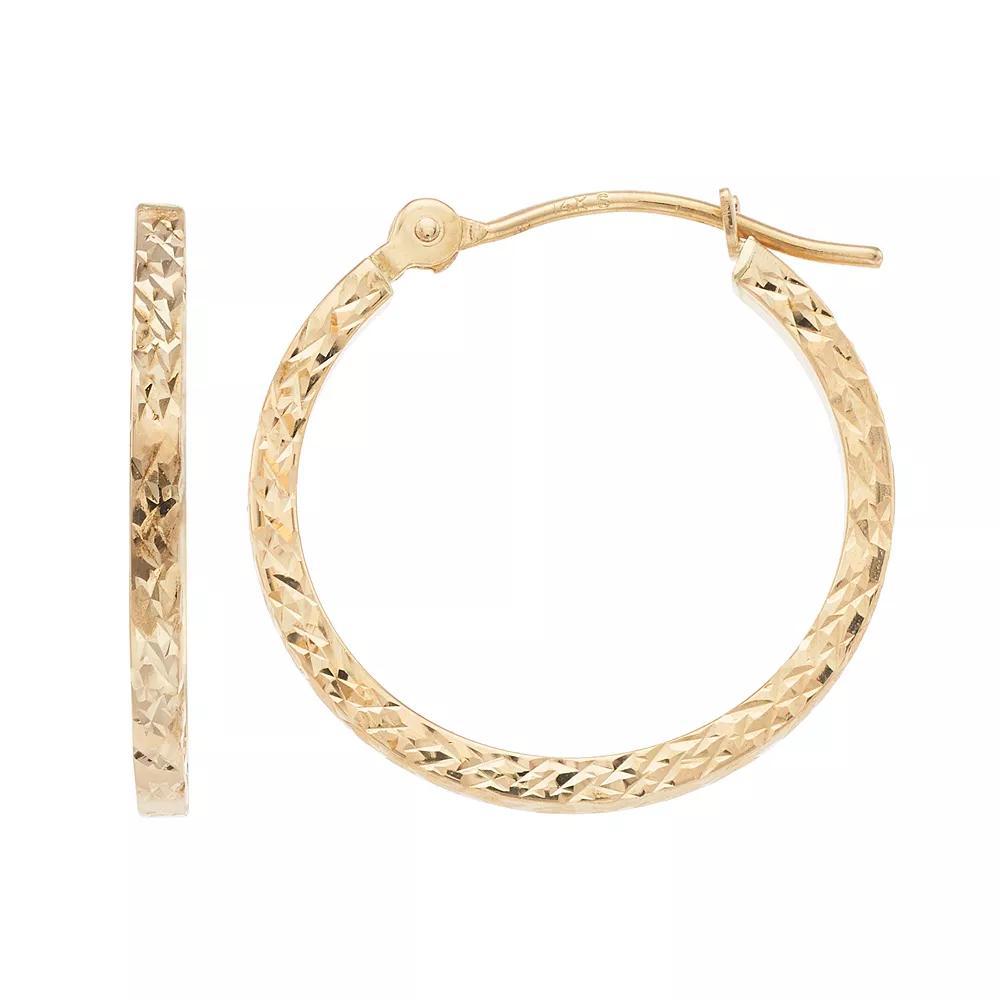 Forever 14K Textured Square Edge Hoop Earrings, Women's, 14k Gold Product Image