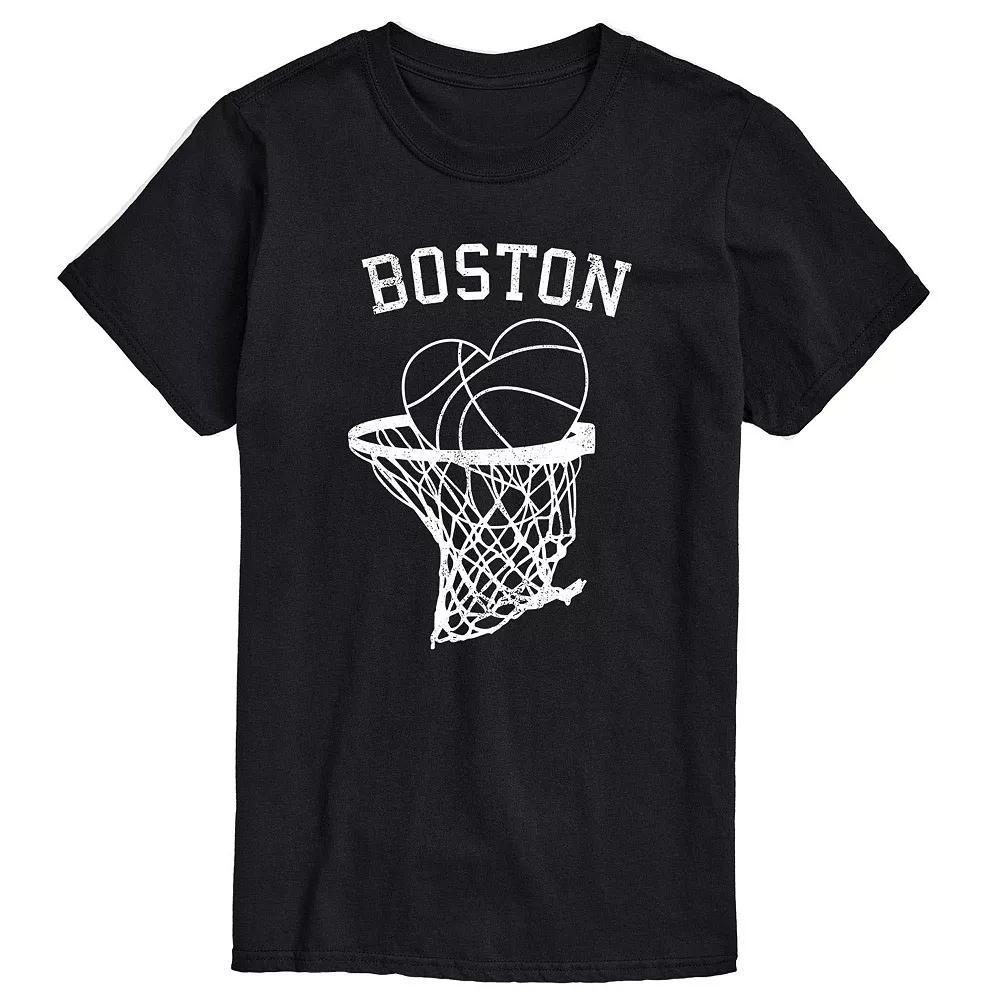 Mens Basketball Heart Boston Graphic Tee Grey Red Product Image