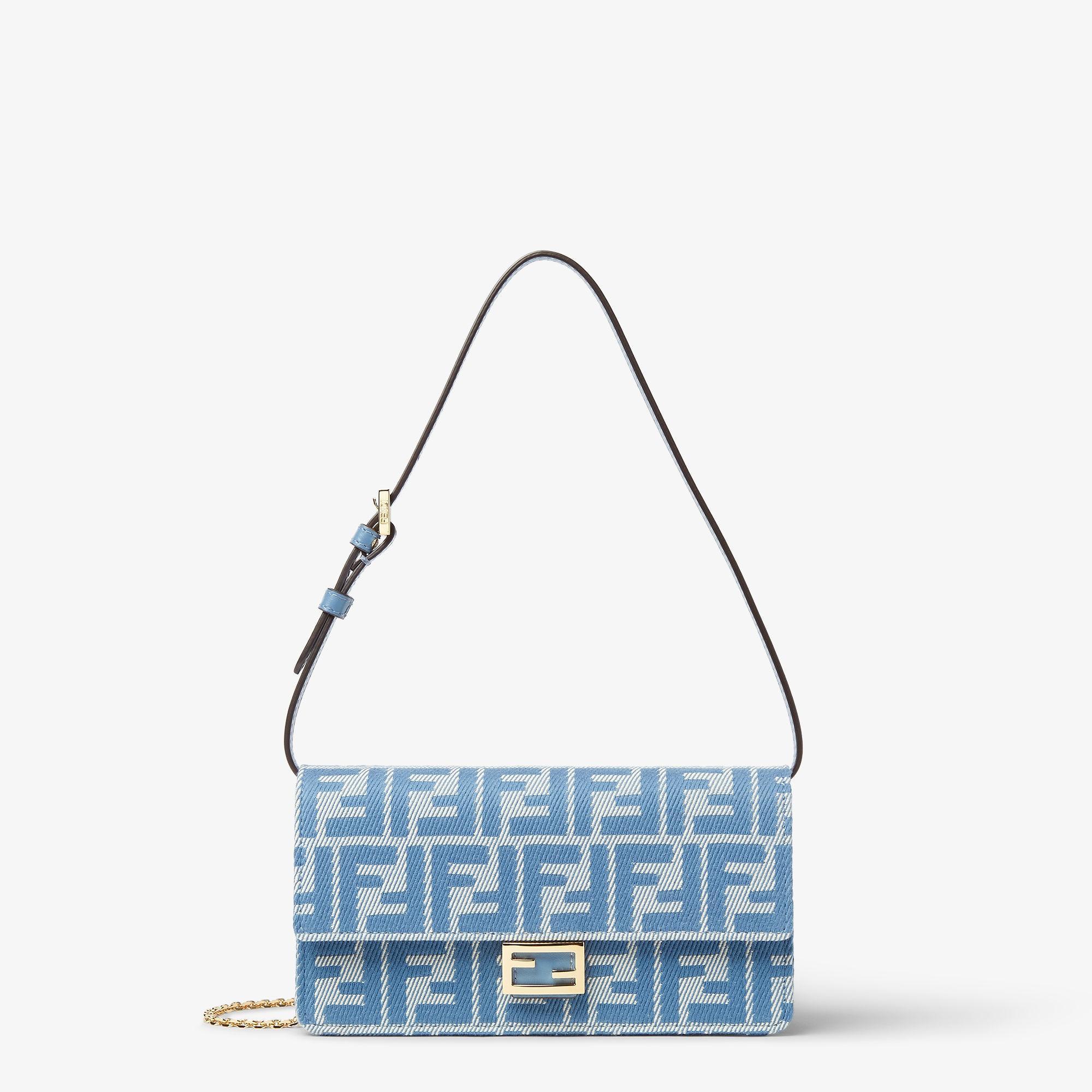 Wallet On Chain BaguetteBlue denim-effect FF jacquard wallet Product Image