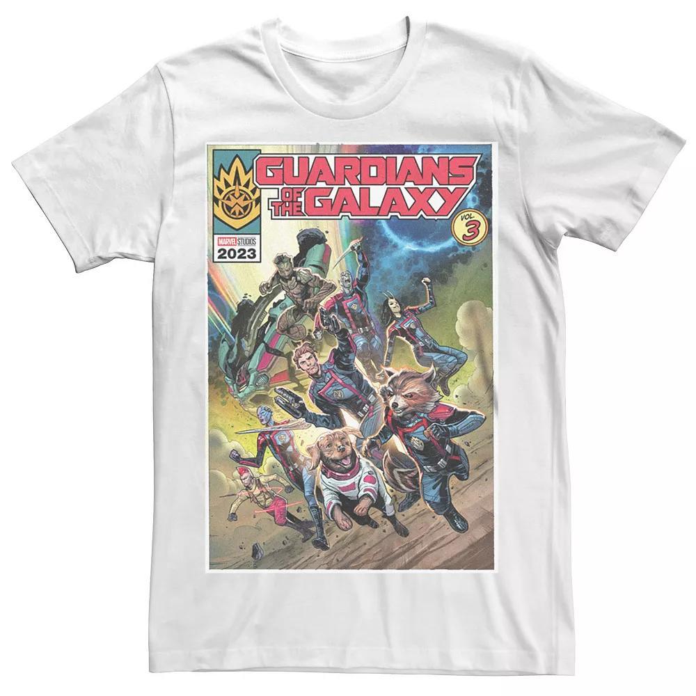 Big & Tall Marvel Guardians Of The Galaxy Vol. 3 Action Comic Cover Graphic Tee, Men's, Size: 4XL Tall, White Product Image