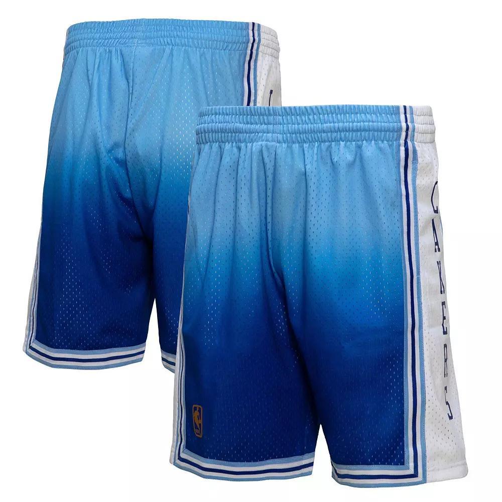 Men's Mitchell & Ness Light Blue/Blue Los Angeles Lakers 1996/97 Hardwood Classics Fadeaway Reload 3.0 Swingman Shorts, Size: Small Product Image
