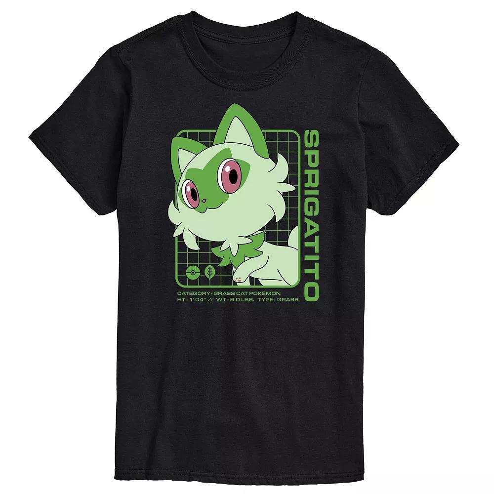 Men's Pokemon Sprigatito Stats Graphic Tee, Size: Small, Black Product Image