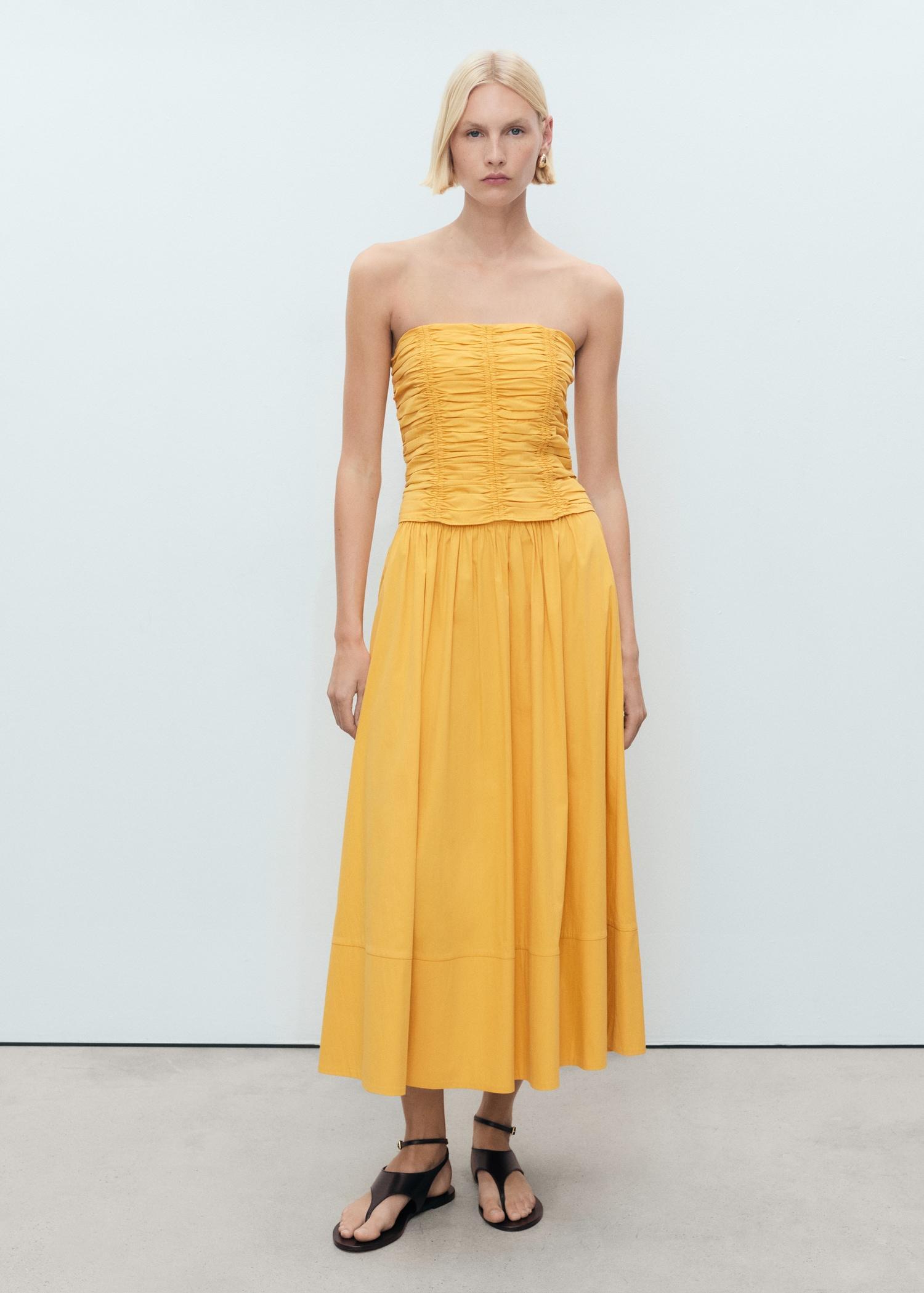 Long gathered skirt - Women | MANGO USA Product Image
