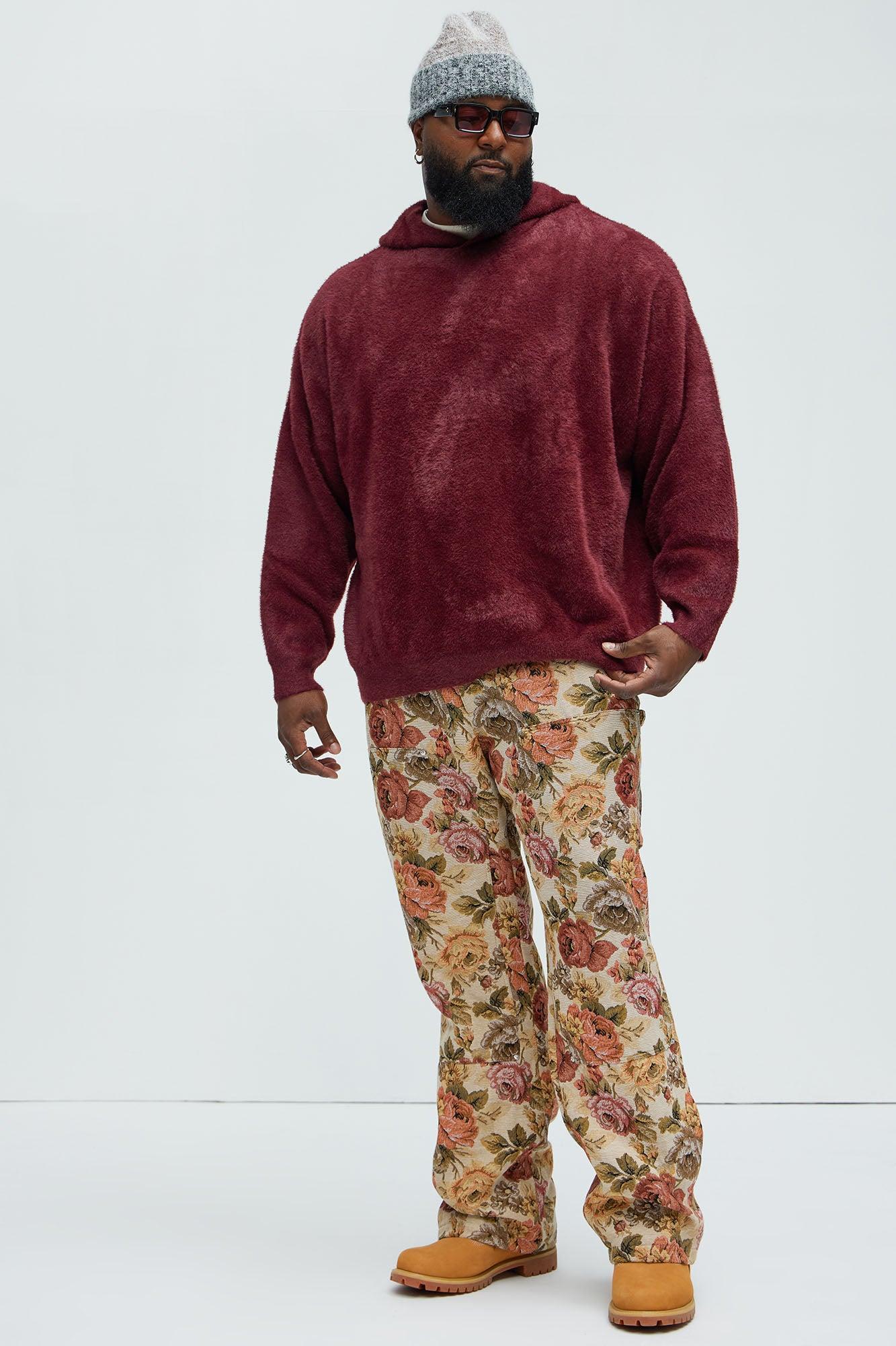 Lock You Down Sweater Hoodie - Burgundy Product Image