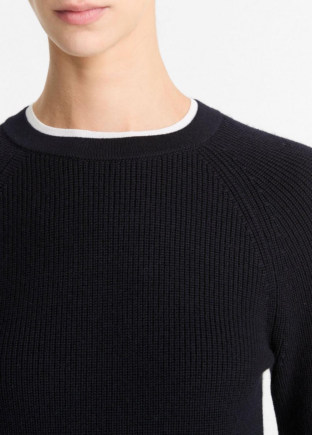 Womens Wool-Cashmere Double-Neck Sweater, Coastal Blue/off White, Size L Vince Product Image
