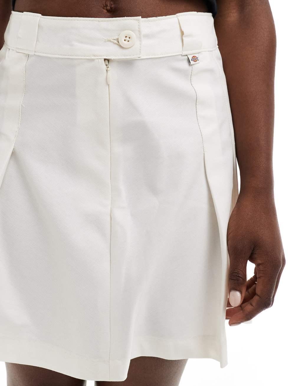 Dickies Elizaville short skirt with pleats in white Product Image