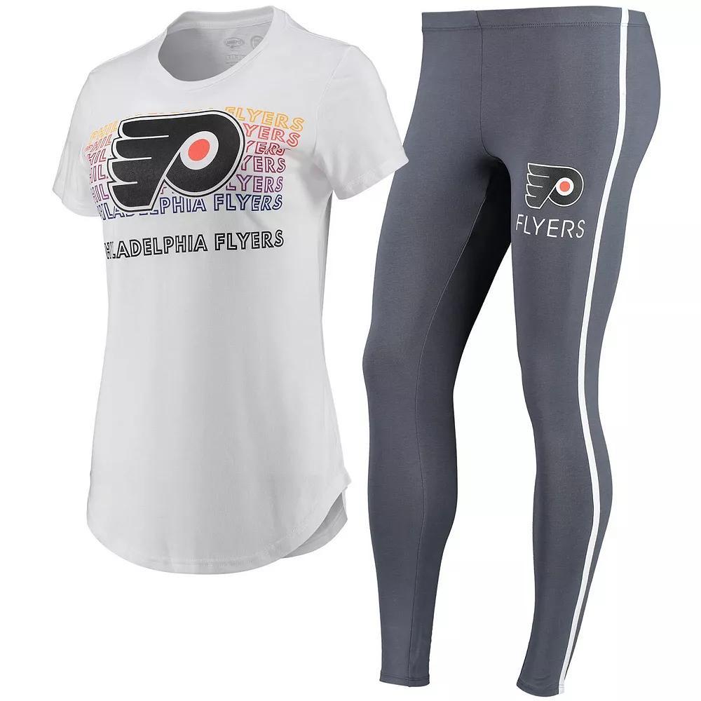Women's Concepts Sport White/Charcoal Philadelphia Flyers Sonata T-Shirt & Leggings Set, Size: Large, Fly White Product Image