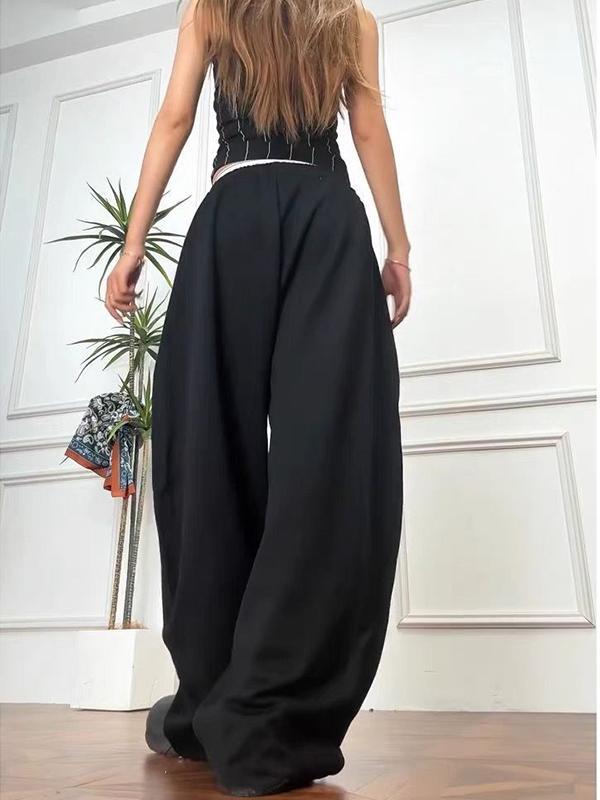 Street-Style Printed Wide Leg Pants Product Image