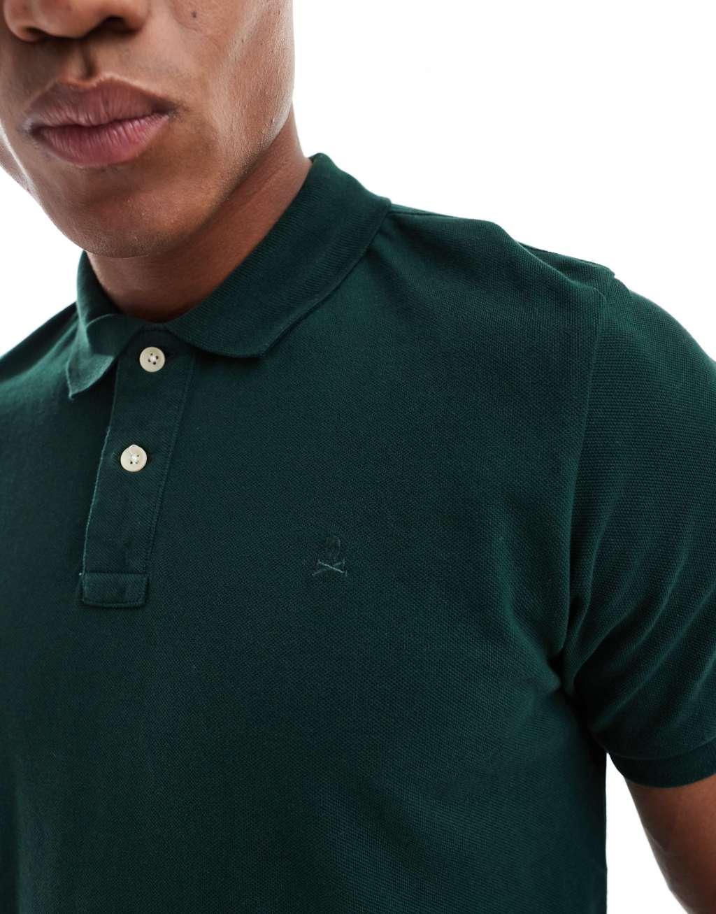 Scalpers basic polo in dark green   Product Image