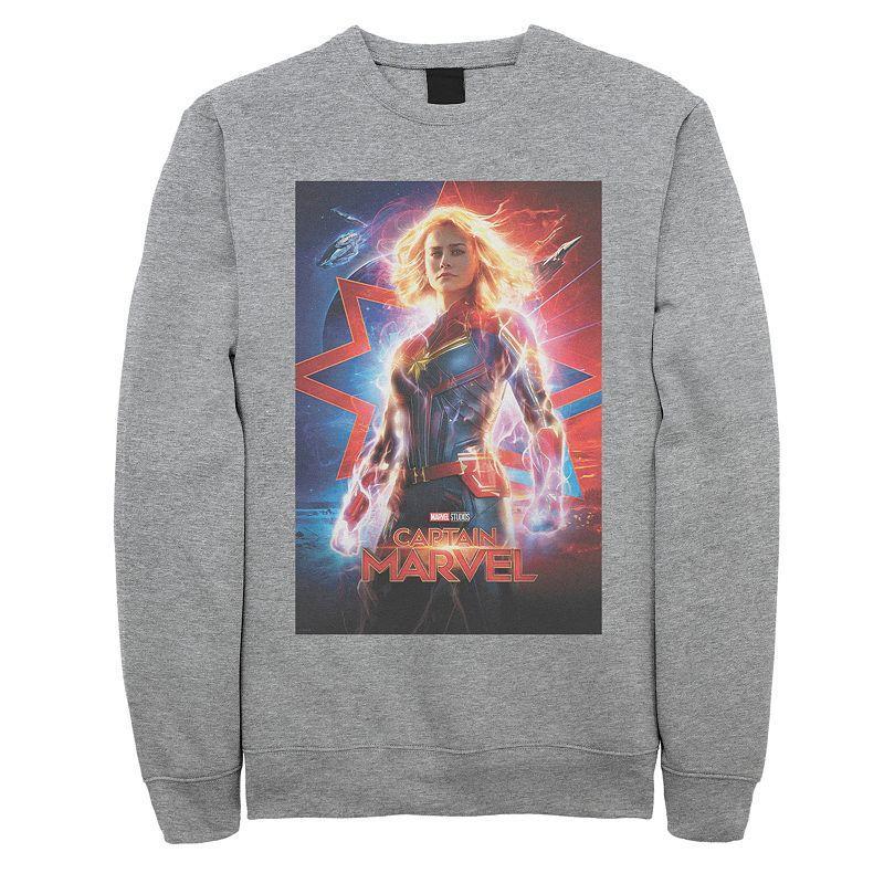 Men's Captain Marvel Poster Sweatshirt, Size: 3XL, Athletic Grey Product Image