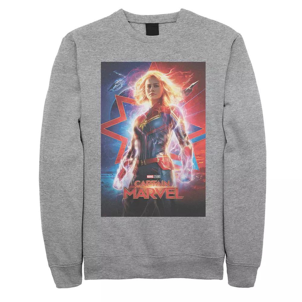 Men's Captain Marvel Poster Sweatshirt, Size: 3XL, Athletic Grey Product Image