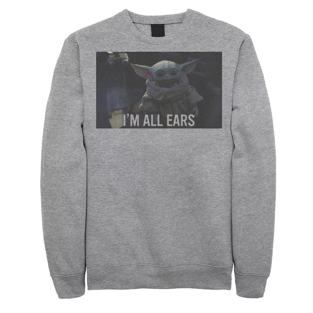 Men's Star Wars The Mandalorian The Child I'm All Ears Portrait Sweatshirt, Size: XXL, Athletic Grey Product Image