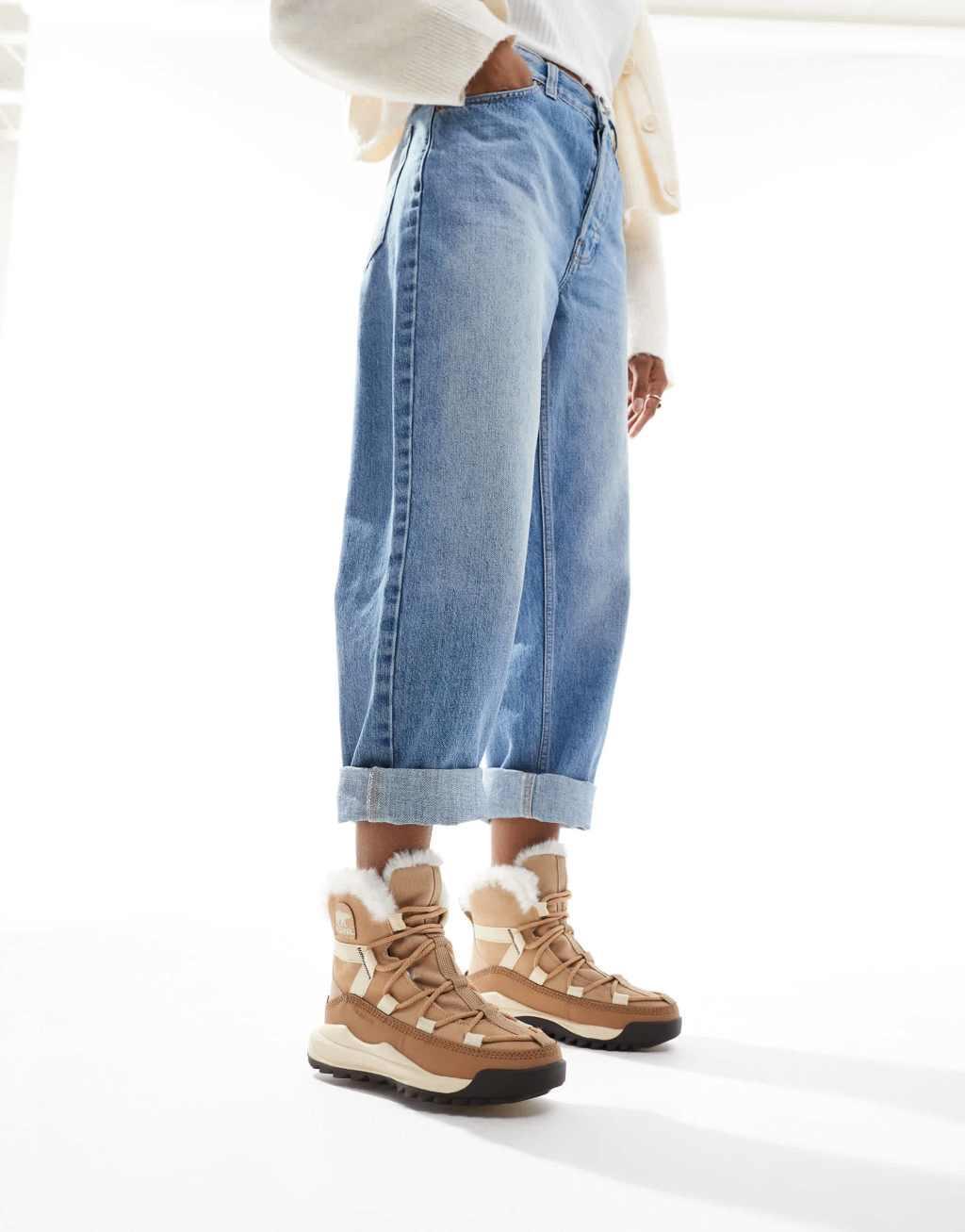 Sorel ONA RMX Glacy Plus WP waterproof fleece lined suede snow boots in canoe and sea salt Product Image