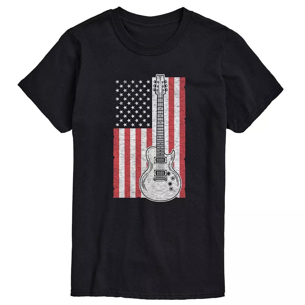 Big & Tall USA Flag Guitar Graphic Tee, Mens Product Image