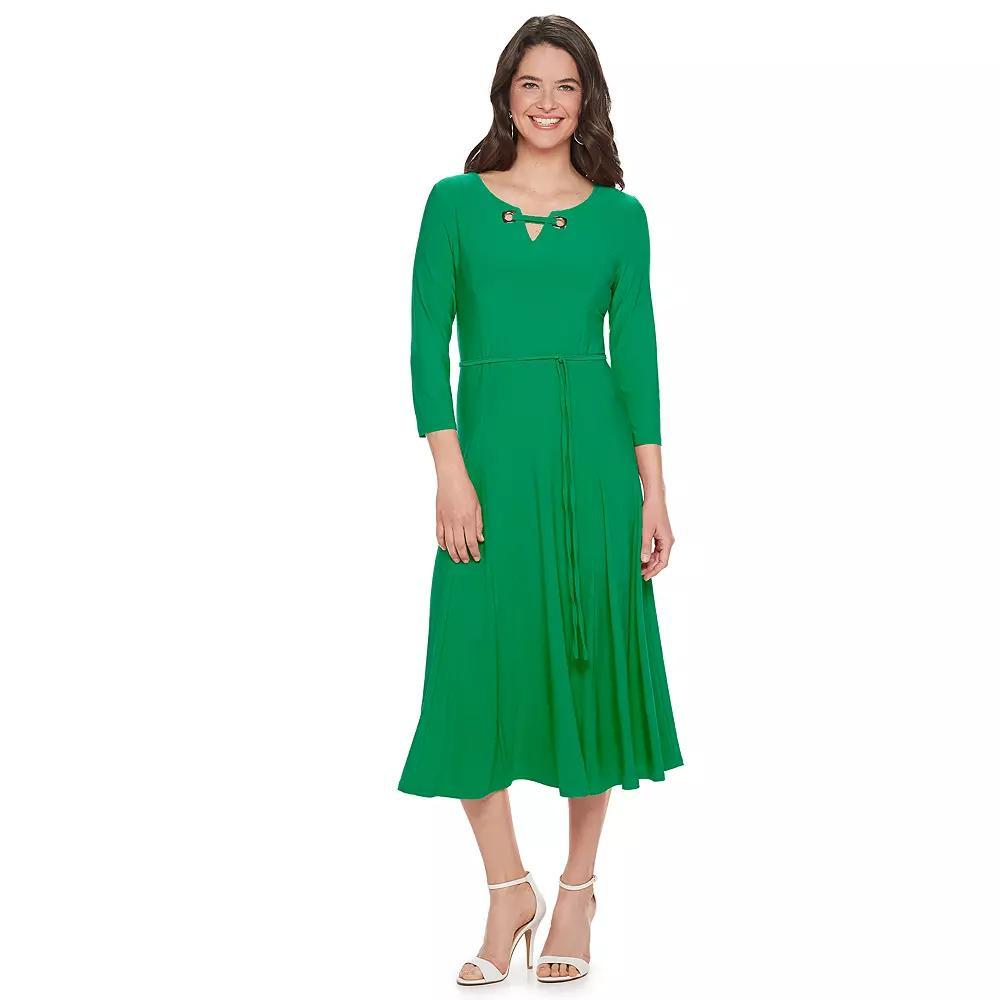 Women's Nina Leonard Grommet-Detail Midi Dress, Size: Small, Kelly Green Product Image