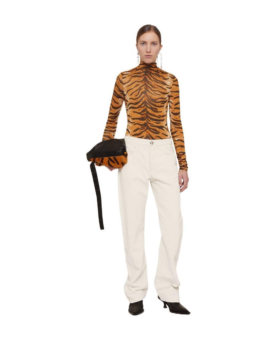 JIL SANDER Animal-print Long-sleeved T-shirt In Brown Product Image