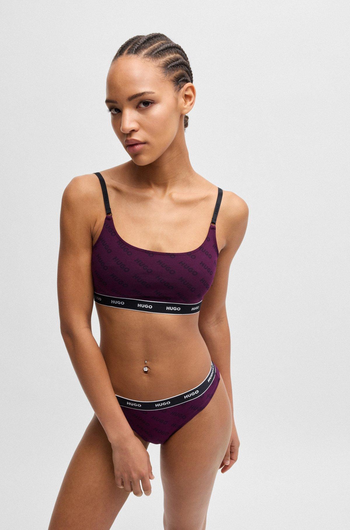 Two-pack of stretch-cotton bralettes with logo underbands Product Image