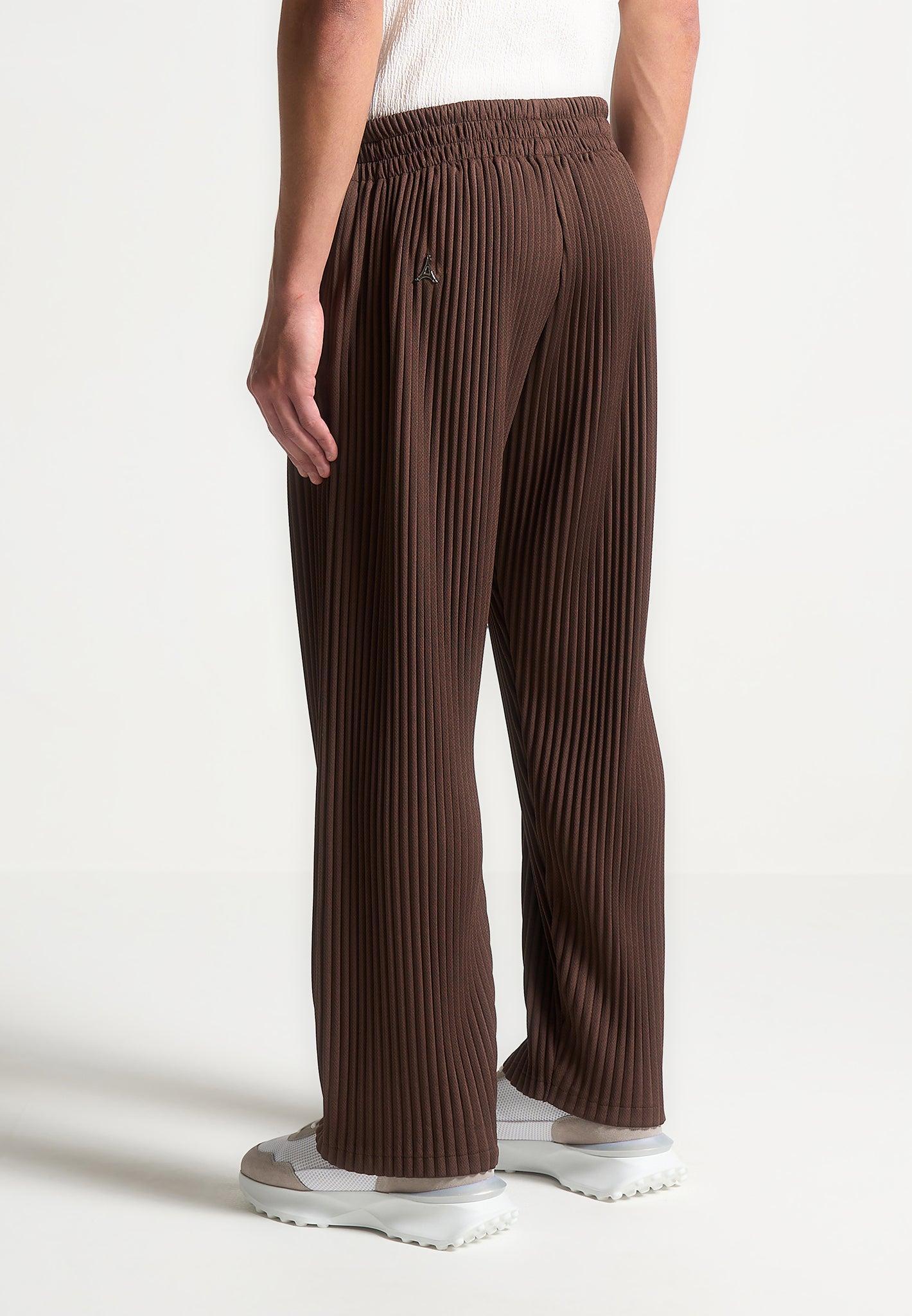 Pleated Trousers - Brown Male Product Image