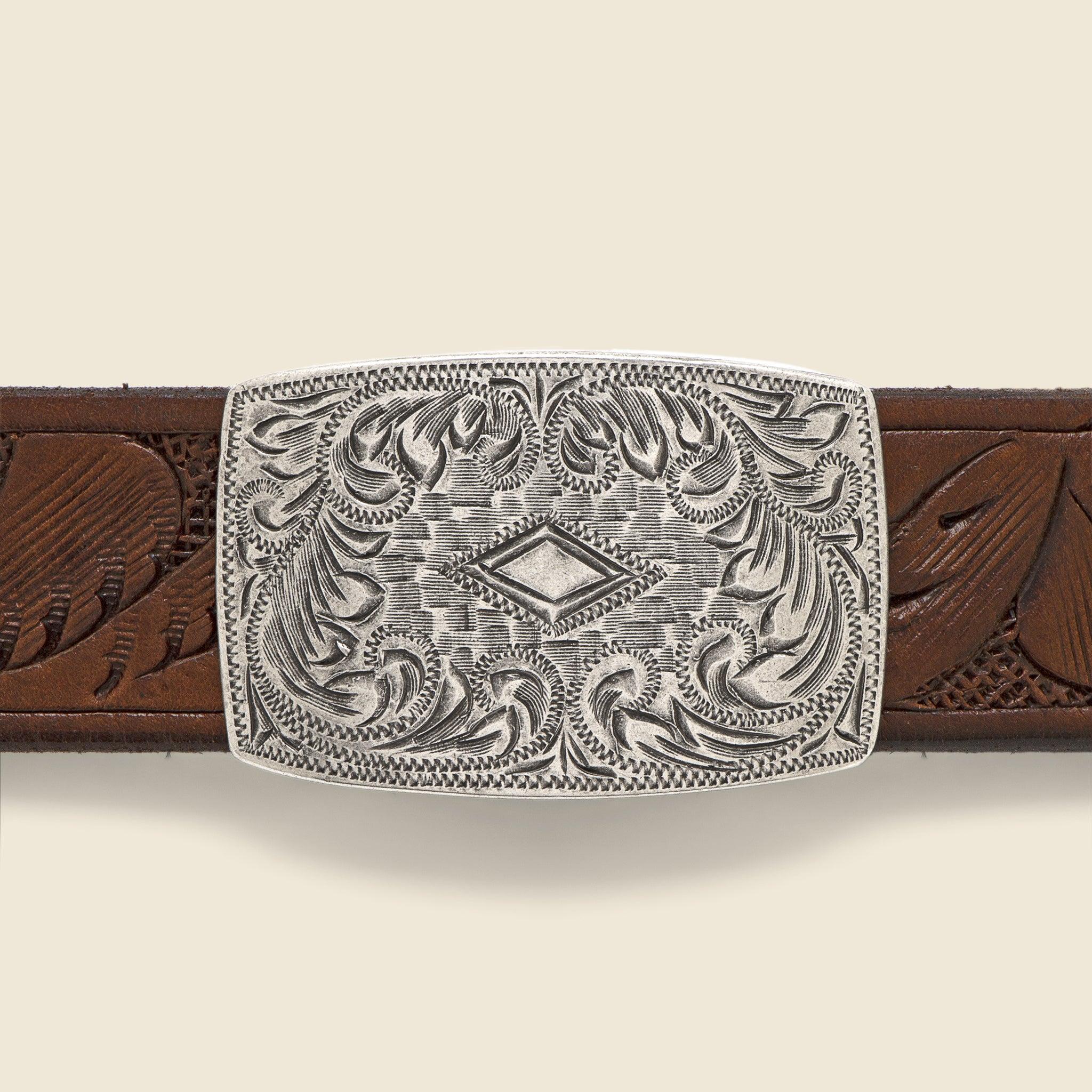 Coleman Tooled Leather Belt - Brown Product Image