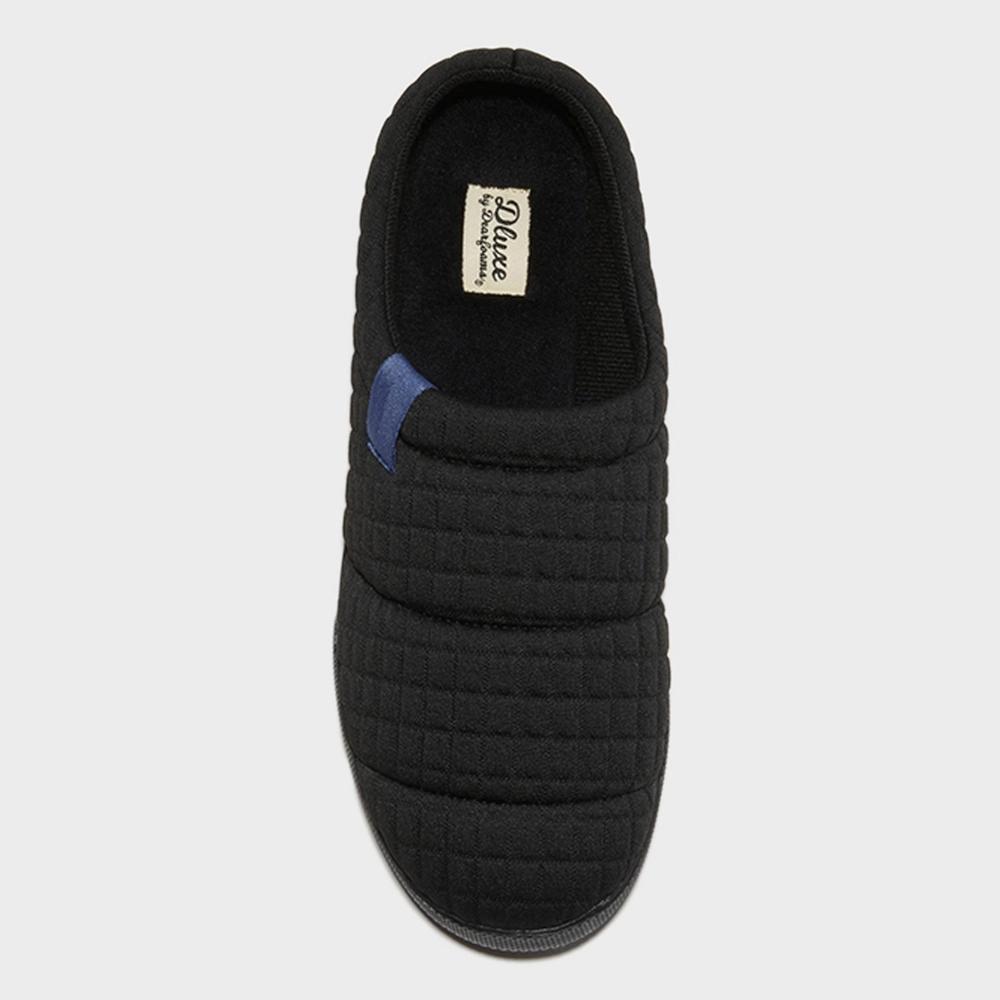 dluxe by dearfoams Men's Julien Plush Jersey Sport Lounge Clog Slippers - Black XL: Indoor/Outdoor, Cushioned Product Image