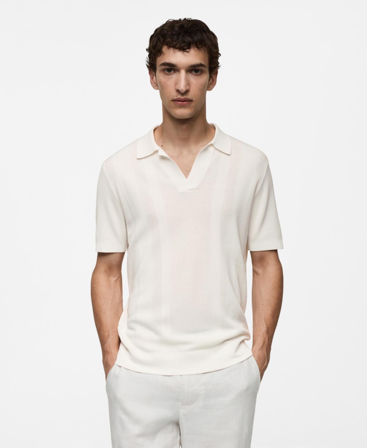 Ribbed knit polo shirt - Men | MANGO USA Product Image