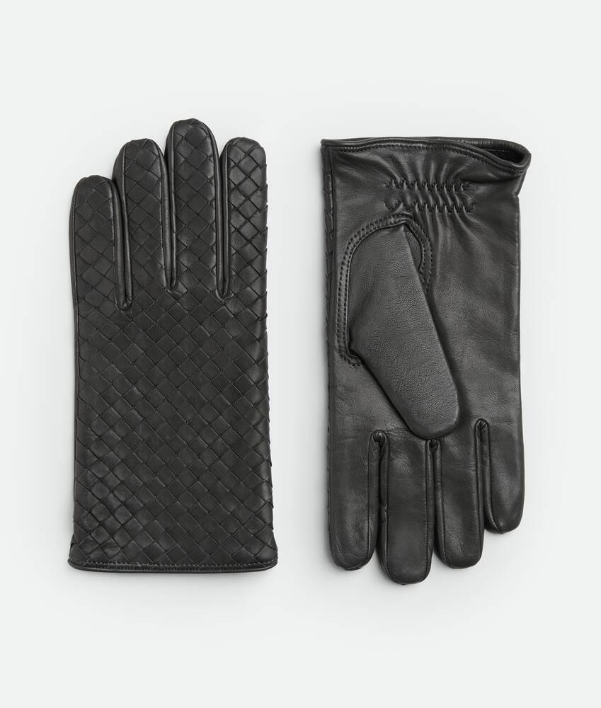 Men's Intrecciato Leather Gloves in Ardoise Product Image