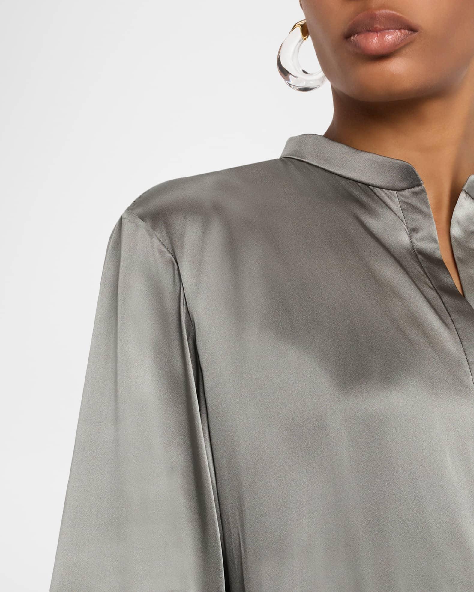 Ombre Print Silk Long-Sleeve Midi Dress Product Image