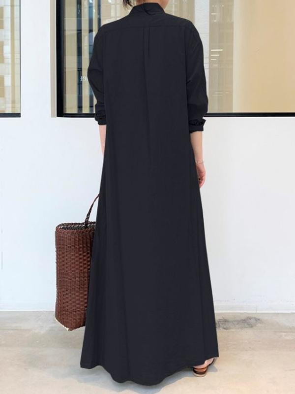 Original Solid Color Lapel Shirt Dress Product Image