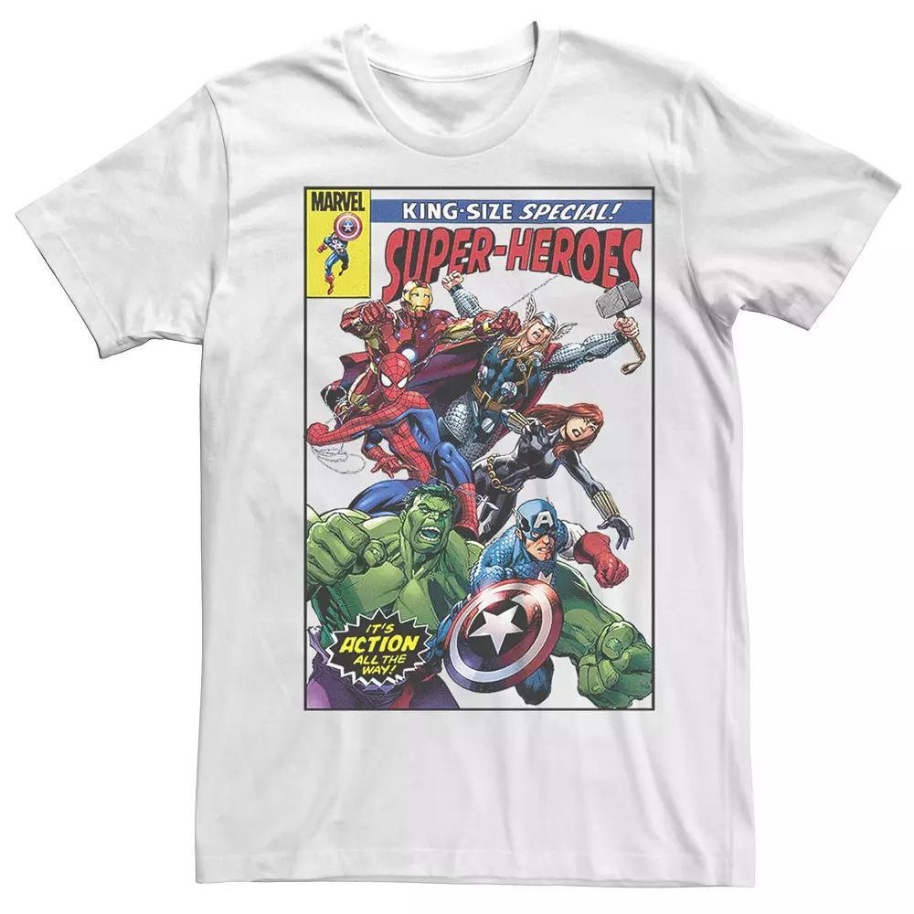 Men's Avengers Superheroes Comic Cover Graphic Tee, Size: XL, White Product Image