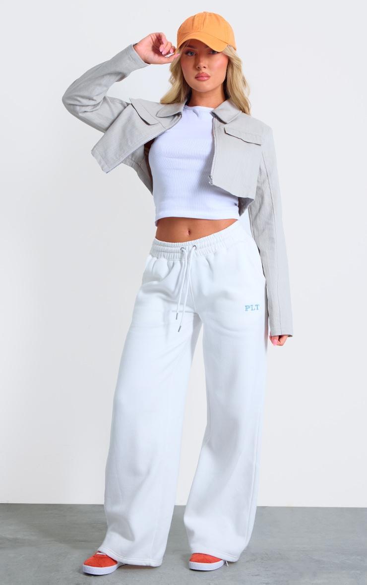 Washed Grey Grain Detail Pocket Cropped Jacket Product Image