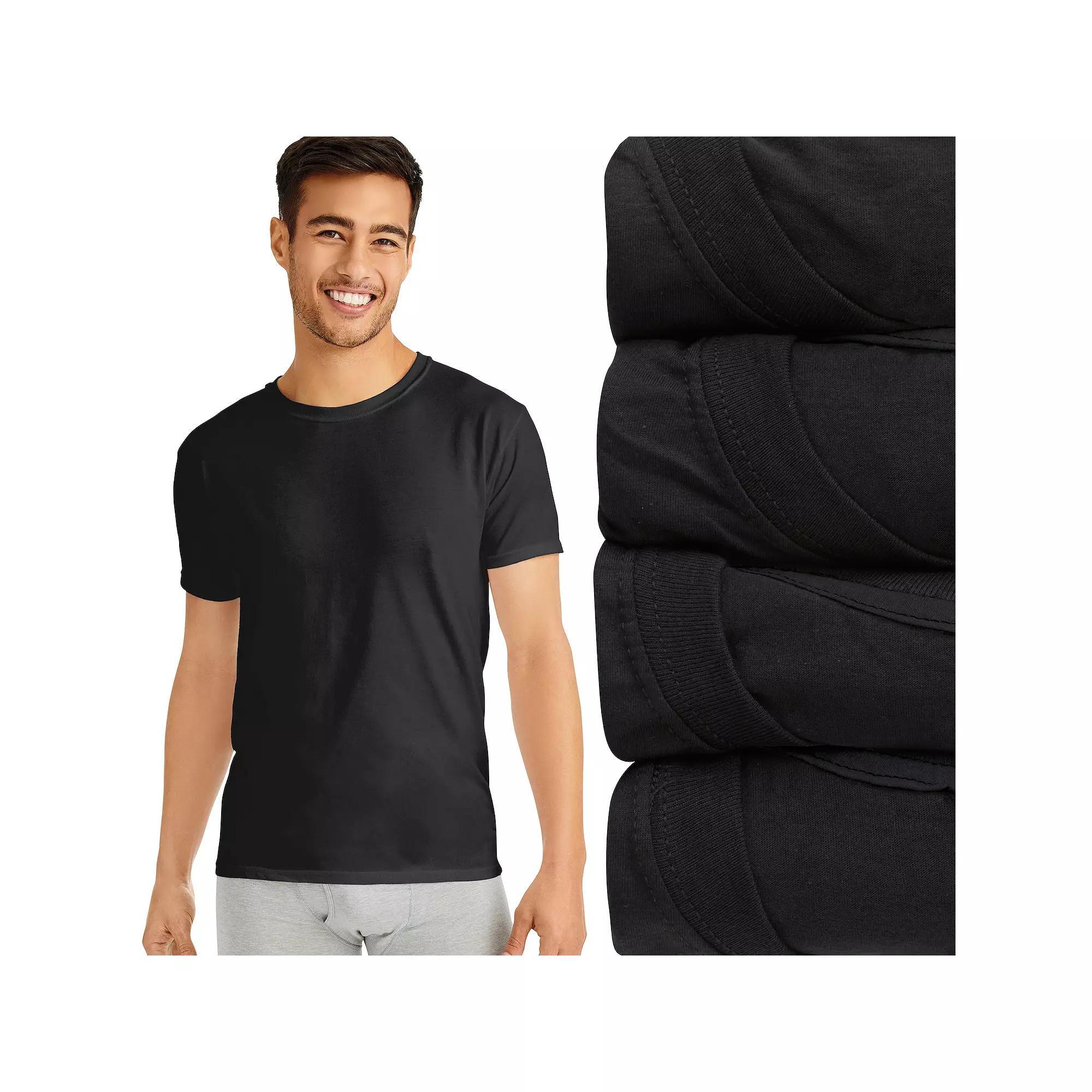 Hanes Ultimate 4-Pack Men's Slim-Fit Crewneck Undershirt, Size: Medium, Black Product Image