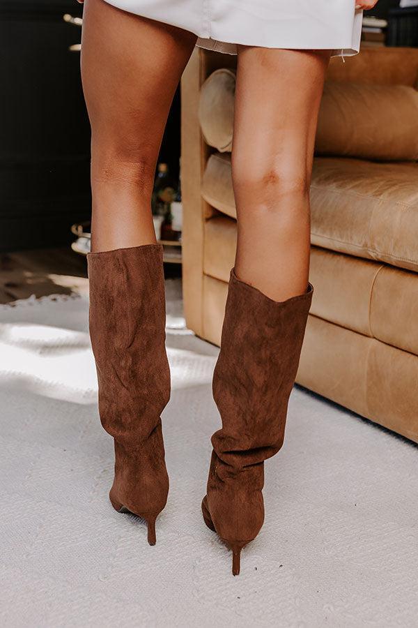 The Sadie Faux Suede Boot in Chocolate Product Image