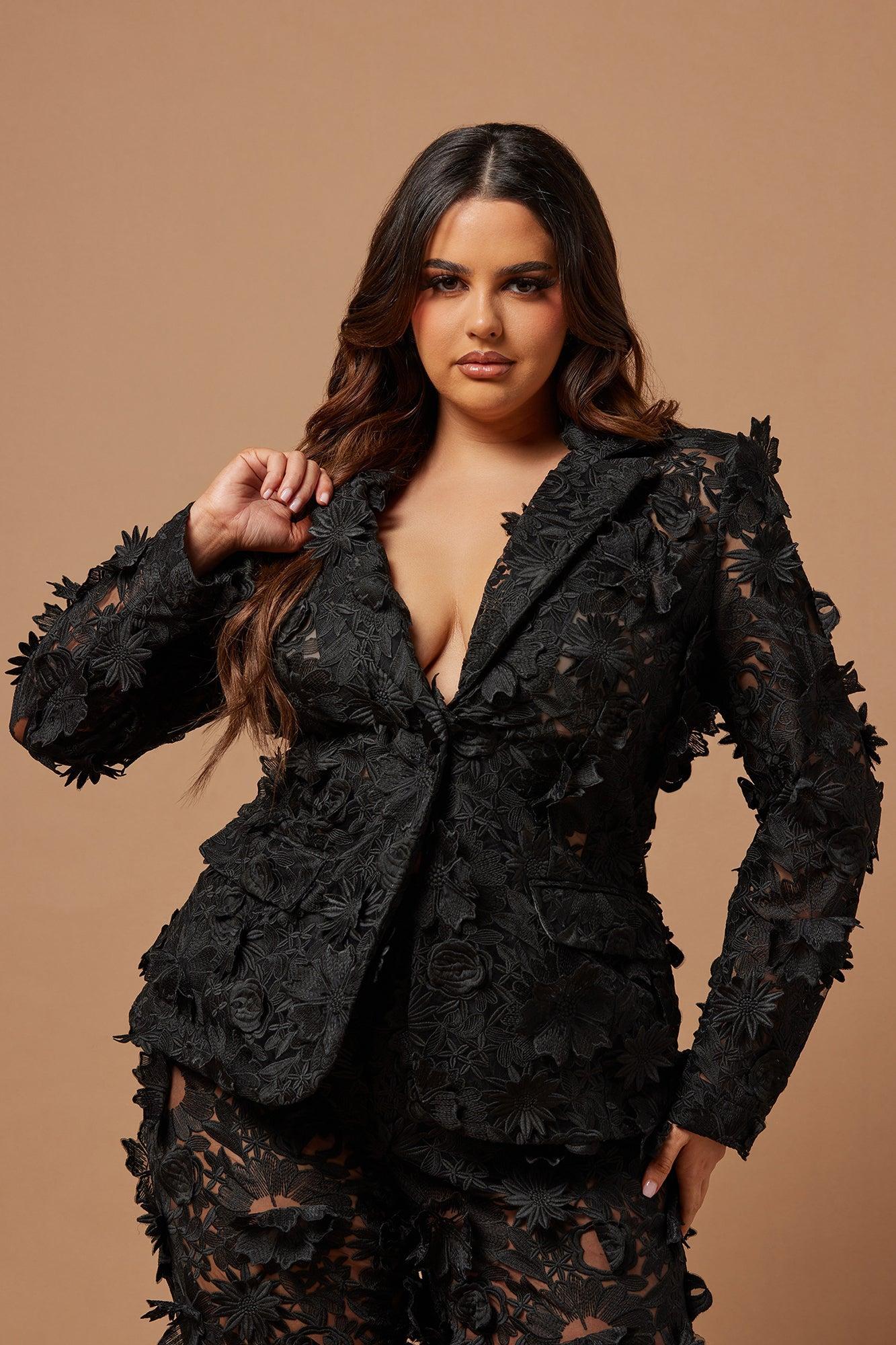 Denise Embroidered Blazer - Black Product Image
