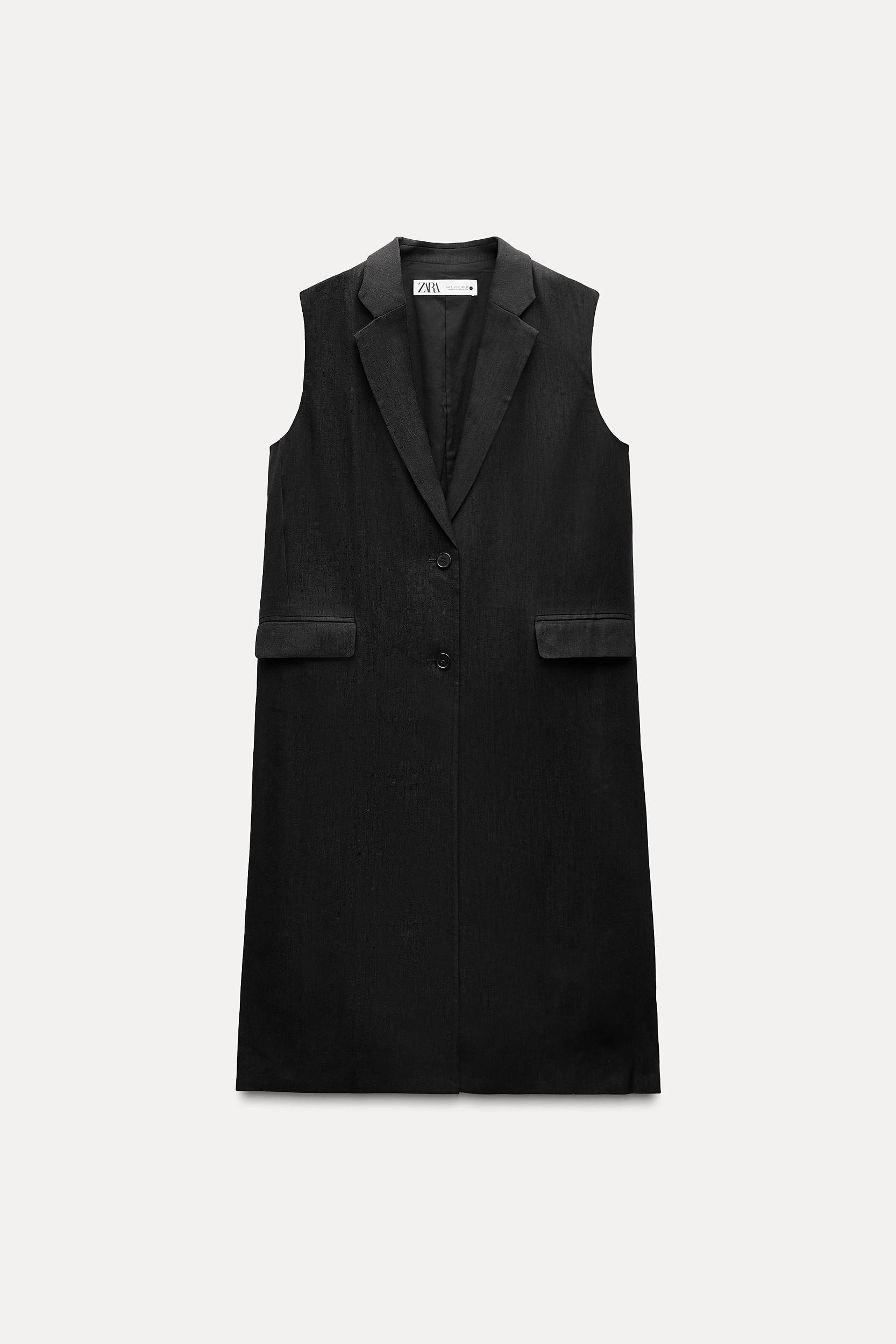 LONG LINEN BLEND VEST ZW COLLECTION Product Image