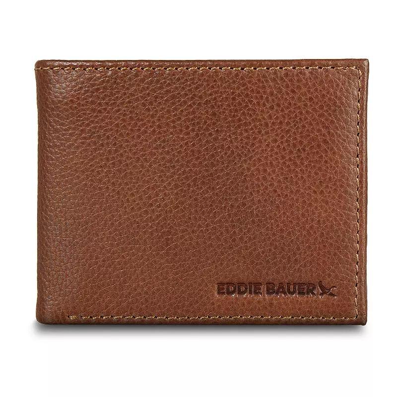 Men's Eddie Bauer Logo Leather Flip ID Bifold Wallet Product Image