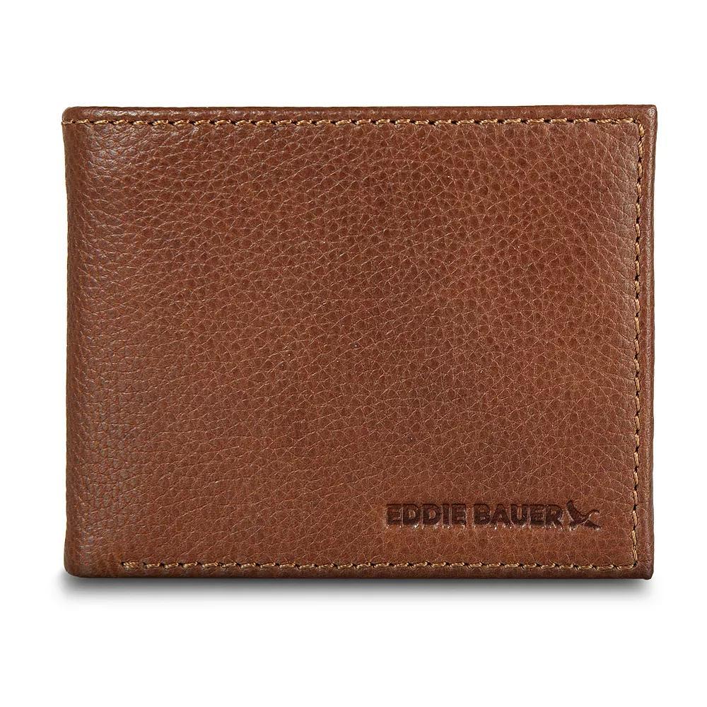 Men's Eddie Bauer Logo Leather Flip ID Bifold Wallet Product Image