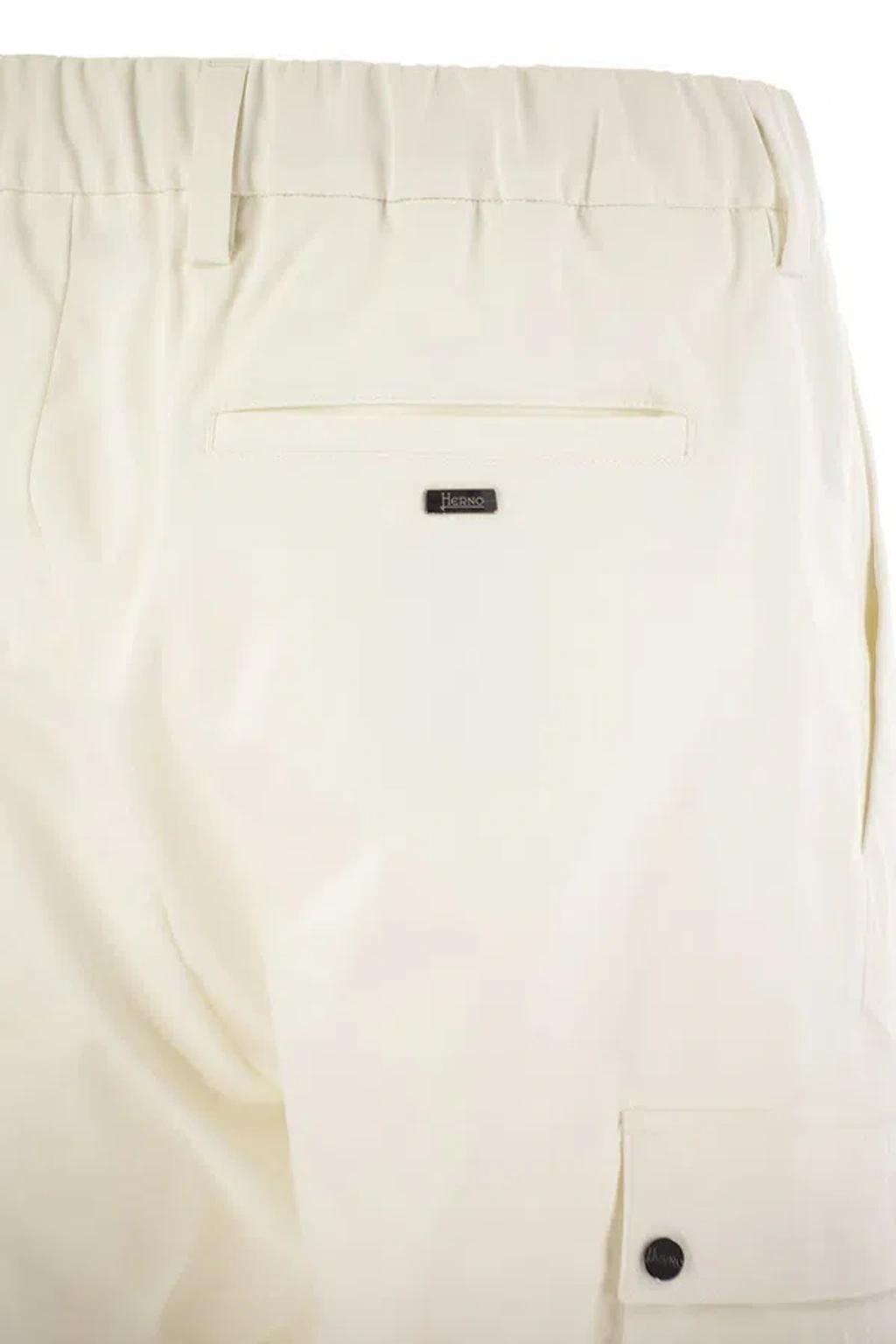 HERNO Mechanical Stretch Twill Cargo Trousers In White Product Image