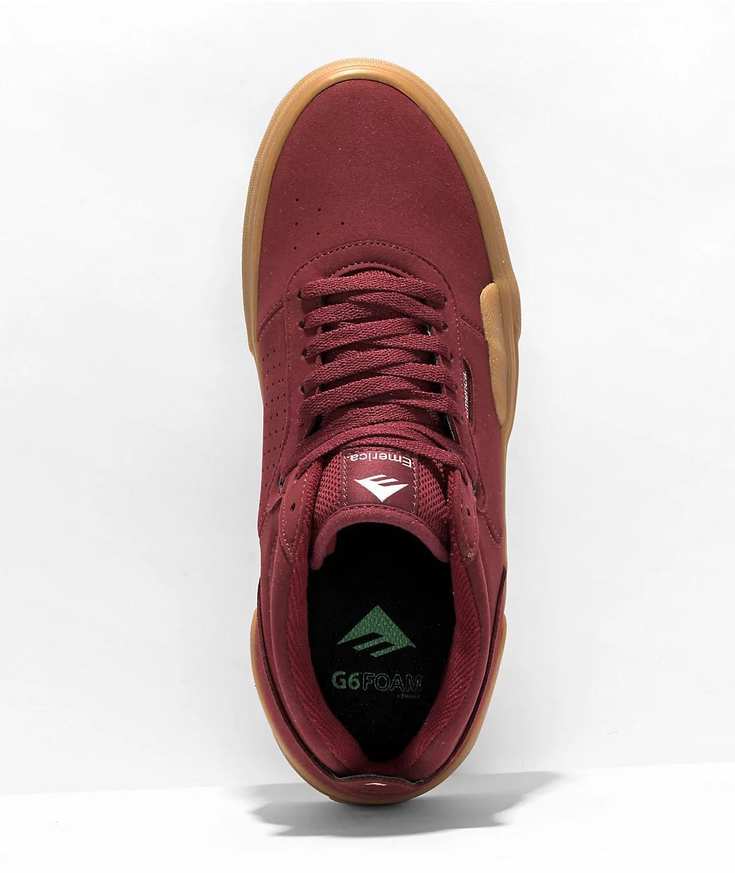 Emerica Pillar Burgundy & Gum Skate Shoes Product Image