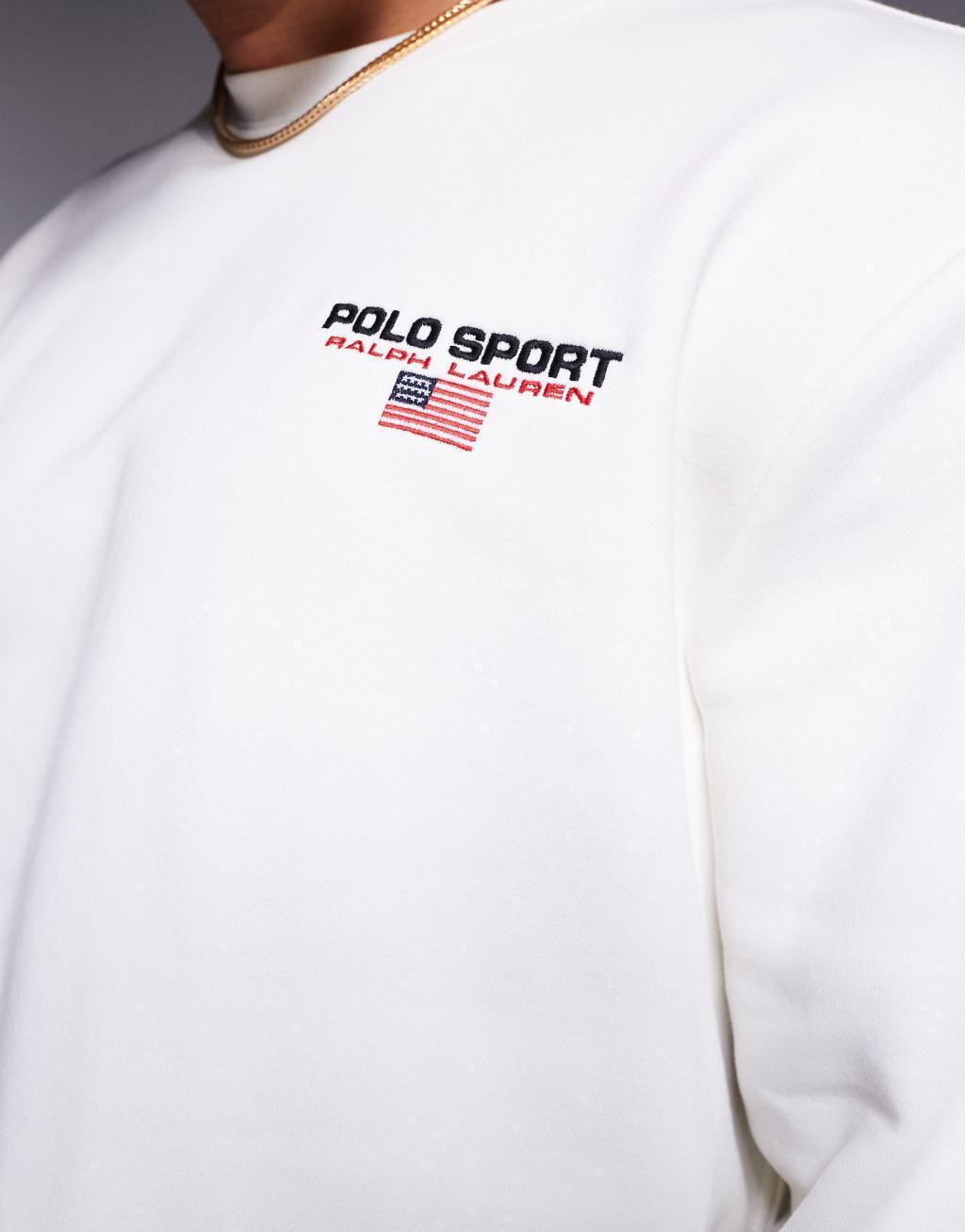Polo Ralph Lauren Sports Capsule crew neck logo sweatshirt in cream Product Image