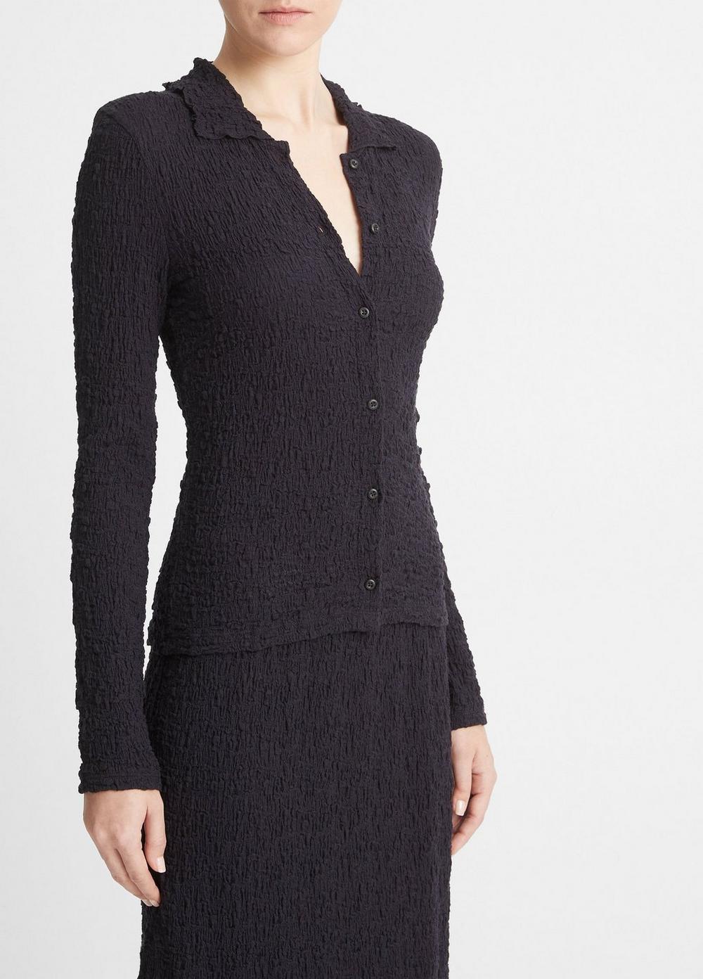 Womens Smocked Long-Sleeve Button-Front Shirt, Coastal Blue, Size S Vince Product Image