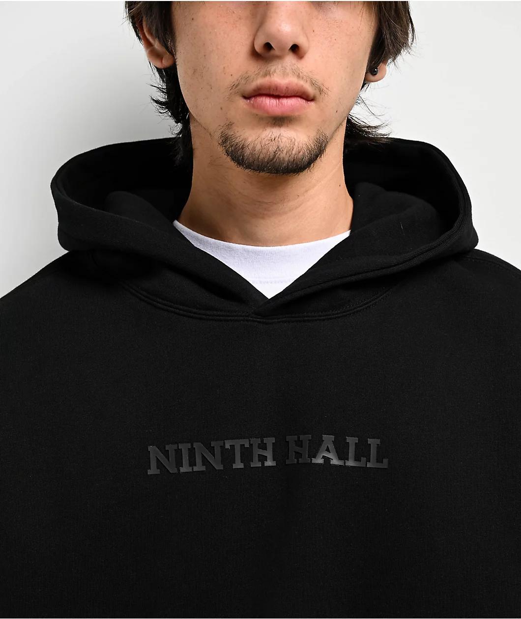 Ninth Hall Fundamentals Logo Black Washed Oversized Hoodie Product Image