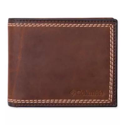 Men's Columbia RFID-Blocking Heavy Contrast Stitch Traveler Wallet, Brown Product Image