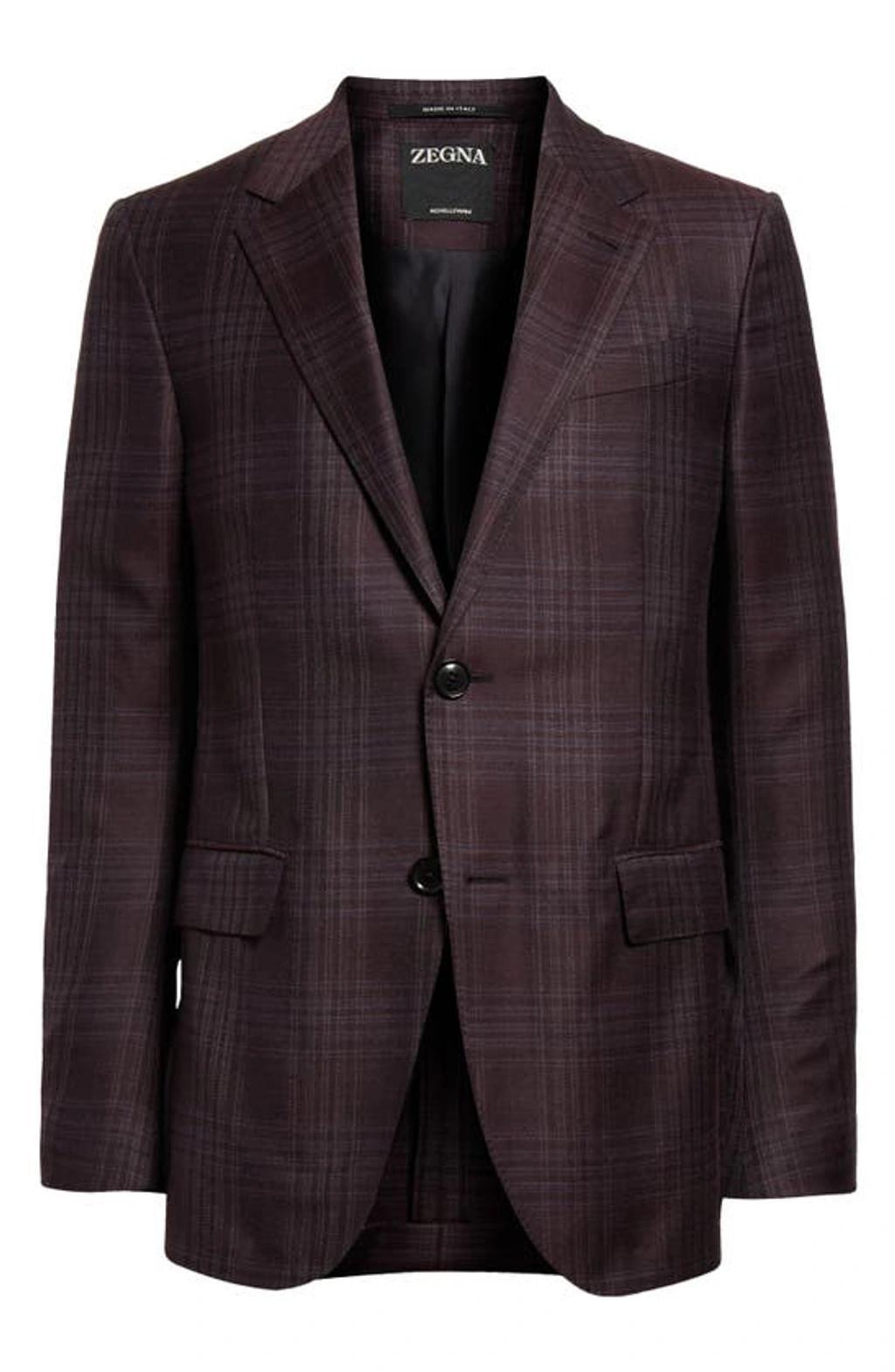 ZEGNA Men's Wool-blend Plaid Sport Coat In Aubergine Product Image