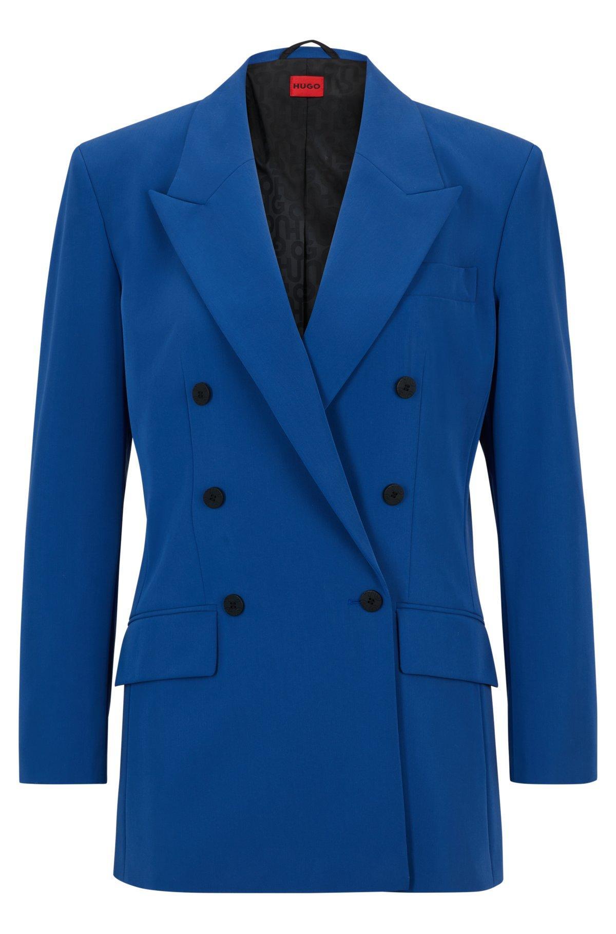 Relaxed-fit double-breasted jacket in stretch fabric Product Image
