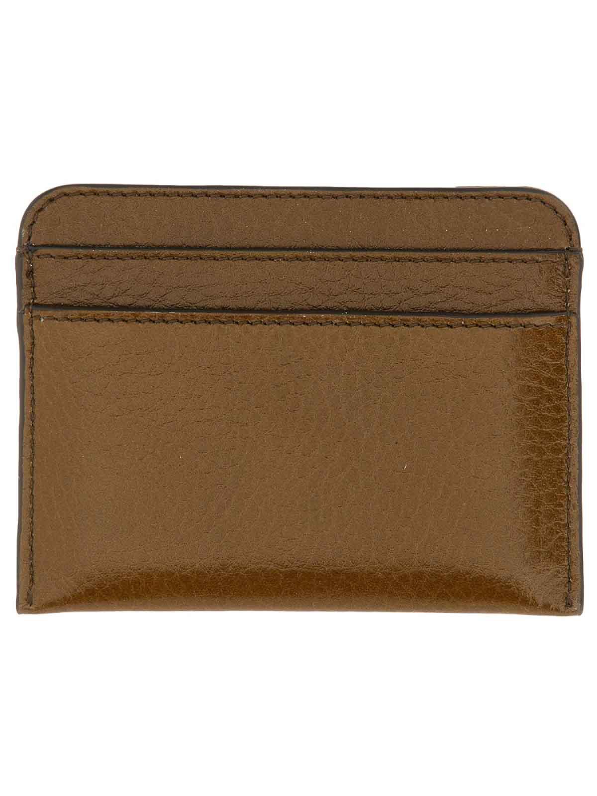 CHLOÉ Leather Card Holder In Brown Product Image